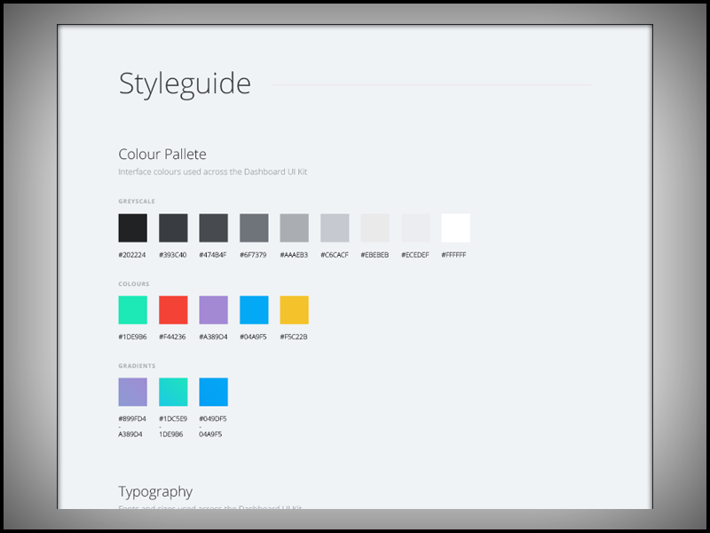 Dashboard UI Concept - Style Guide