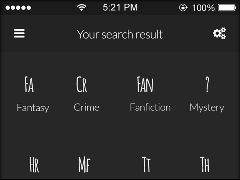 eBook App Concept - Genre Screen