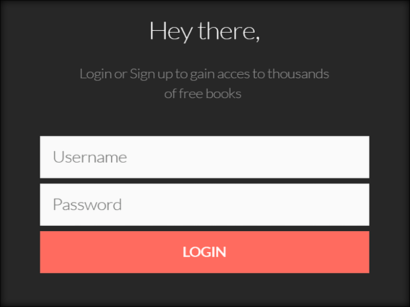 eBook App Concept - Login Screen